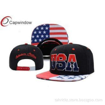 USA Flag Printing Snapback Baseball Caps With 3D Embroidery
